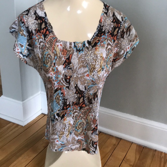 Alberto Makali Tops - Alberto Makali brown tones print stretch top, Lg Alberto Makali Tops - Alberto Makali brown tones print stretch top, Lg